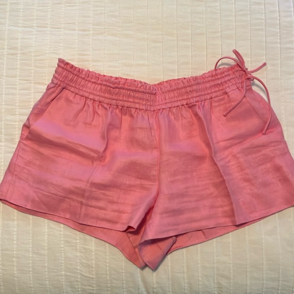 J Crew pink linen elastic waist pull on shorts - Picture 2 of 9